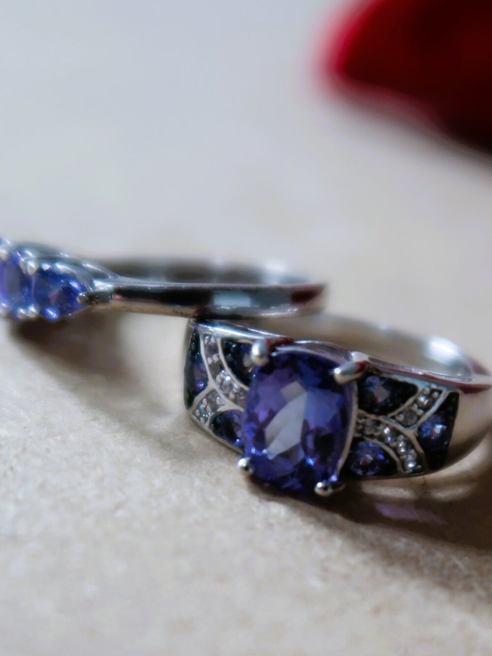 Purple Royalty Ring Duo BBJ and Other STS both 925 Sterling with Gemstone Detail